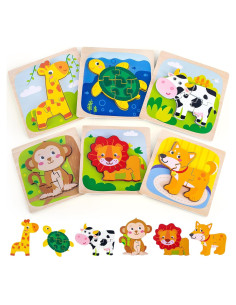 Paquete de 6 Rompecabezas de Madera Rasse para Niños 1-3 Años