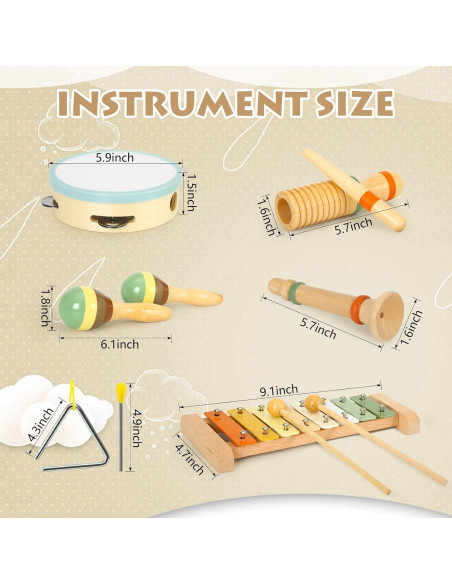 Juego de Instrumentos Musicales de Madera Montessori NASHRIO Juego de Instrumentos Musicales de Madera Montessori NASHRIO