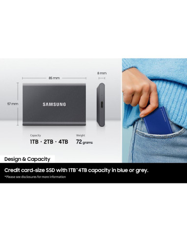 Samsung T7 SSD Externo 2 TB USB 3.2 Gen.2 Gris Titanio