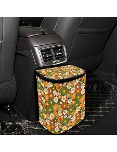 Basurero de Coche Oramclsy Hippie Flower Plegable 22.4x17cm