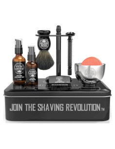 Kit de Afeitado de Seguridad Viking Revolution - Incluye Afeitadora, Soporte, Brocha y Balsamo