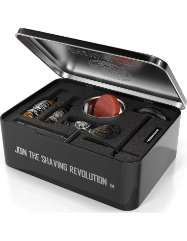 Kit de Afeitado de Seguridad Viking Revolution - Incluye Afeitadora, Soporte, Brocha y Balsamo