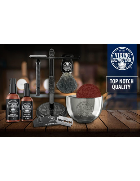Kit de Afeitado de Seguridad Viking Revolution - Incluye Afeitadora, Soporte, Brocha y Balsamo Kit de Afeitado de Seguridad Viking Revolution - Incluye Afeitadora, Soporte, Brocha y Balsamo