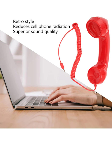 Auricular Retro Zopsc para Móviles y Ordenadores 3.5mm Rojo Auricular Retro Zopsc para Móviles y Ordenadores 3.5mm Rojo