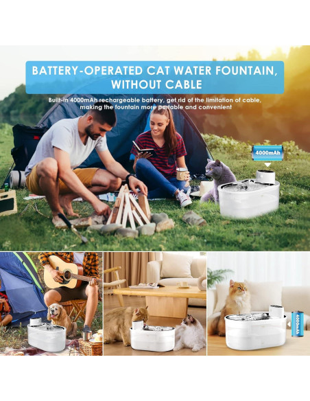 Fuente de Agua Automática para Gatos Tomxcute 3.0L Inalámbrica Fuente de Agua Automática para Gatos Tomxcute 3.0L Inalámbrica