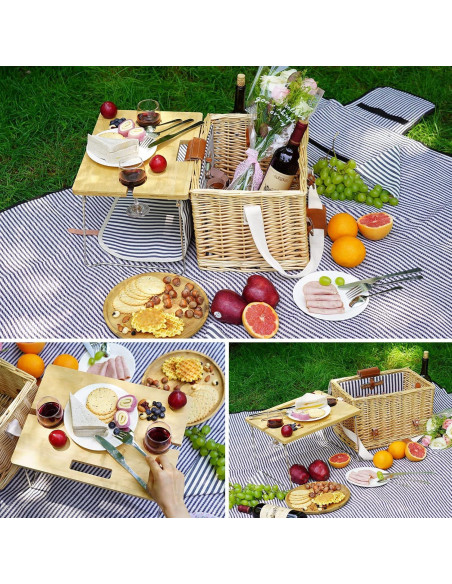 Cesta de Picnic WILLOW WEAVE para 2 con Mesa Desmontable y Manta Cesta de Picnic WILLOW WEAVE para 2 con Mesa Desmontable y Manta