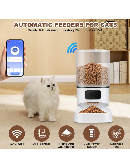 Comedero Automático para Gatos Gugxiom 6L Doble Cuencos APP Comedero Automático para Gatos Gugxiom 6L Doble Cuencos APP