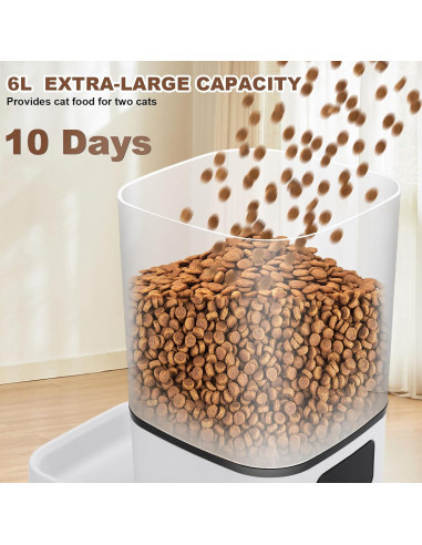 Comedero Automático para Gatos Gugxiom 6L Doble Cuencos APP