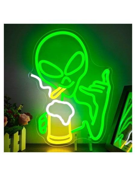 Luz de Neón Alienígena Verde Dimmable Geeinar 30x10 cm Luz de Neón Alienígena Verde Dimmable Geeinar 30x10 cm