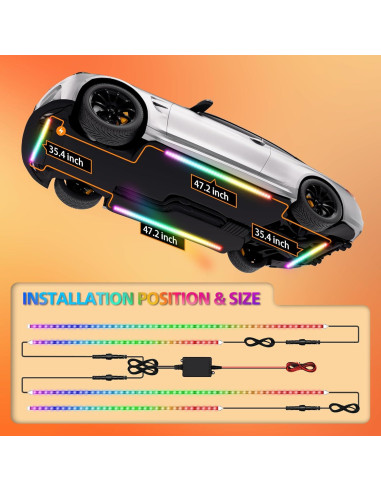 Luces LED Underglow EK ENNOKING 4 Pcs RGB 12V para Autos