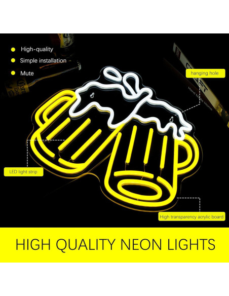 Letrero de Neón de Cerveza Mojoish 37.7x32.7cm Dimmable Letrero de Neón de Cerveza Mojoish 37.7x32.7cm Dimmable