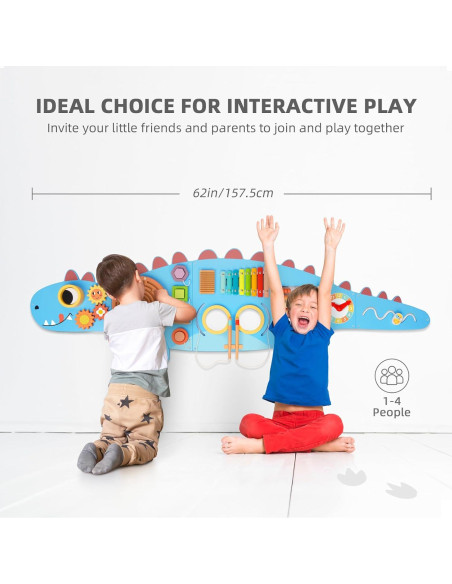 Panel Sensorial Dinosaurio OOOK 10 en 1 Montessori 157x51cm Panel Sensorial Dinosaurio OOOK 10 en 1 Montessori 157x51cm