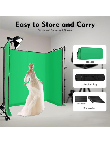 Fondo de Pantalla Verde 4x2.4m con Soporte Ajustable Orudauy