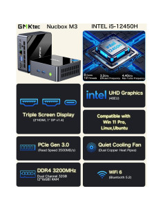 Mini PC GMKtec M3 Intel i5-12450H 32GB RAM 1TB SSD 4K 2