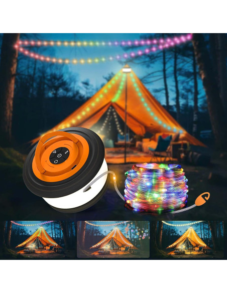 Luces de Camping TOHETO 3 en 1 RGB 10m Portátiles Luces de Camping TOHETO 3 en 1 RGB 10m Portátiles