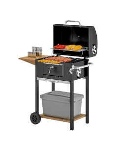 Parrilla BBQ de Carbón Outsunny Portátil con Mesa Lateral