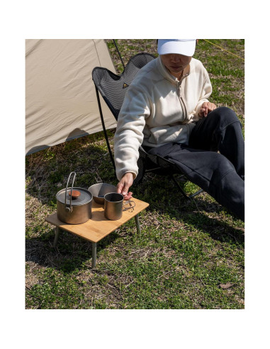 Mesa Plegable de Bambú iClimb IC770 para Camping y Playa