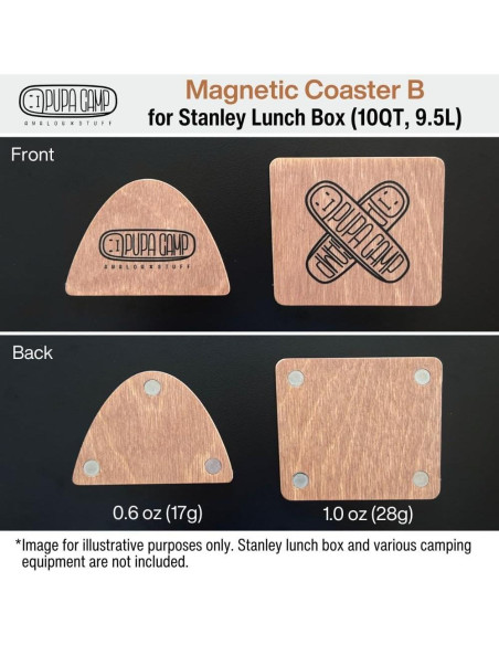 Posavasos Magnéticos de Madera PUPA CAMP para Stanley 10QT Posavasos Magnéticos de Madera PUPA CAMP para Stanley 10QT