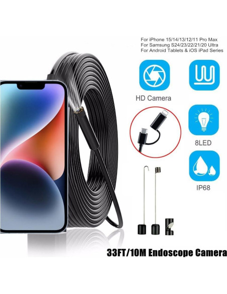 Cámara Endoscópica 2 en 1 Lukzaten 5M para iPhone y Android Cámara Endoscópica 2 en 1 Lukzaten 5M para iPhone y Android