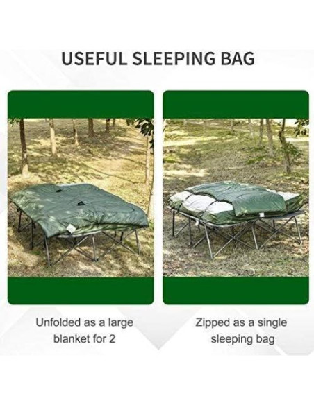 Cama de Camping Plegable Outsunny para 2 Personas con Saco de Dormir Cama de Camping Plegable Outsunny para 2 Personas con Saco de Dormir