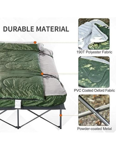 Cama de Camping Plegable Outsunny para 2 Personas con Saco de Dormir