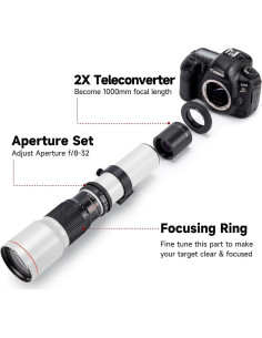 Lente Telefoto Manual OPTURA HD 500mm f/8 para Nikon Z 2