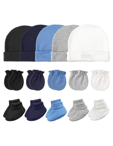 Conjunto de gorros, manoplas y calcetines AQOKKA para bebés 0-6 meses Conjunto de gorros, manoplas y calcetines AQOKKA para bebés 0-6 meses