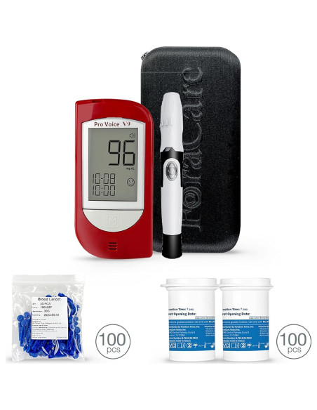 Kit de Prueba de Diabetes FORA Pro Voice V9 con Glucometro y 100 Tiras Kit de Prueba de Diabetes FORA Pro Voice V9 con Glucometro y 100 Tiras
