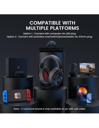 Auriculares Gaming EKSA E900 Pro USB 3.5mm 7.1 Sonido Surround