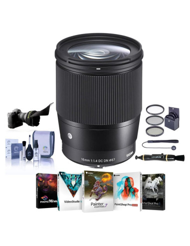 Lente Sigma 16mm f/1.4 DC DN para Canon EF-M + Kit de Filtros