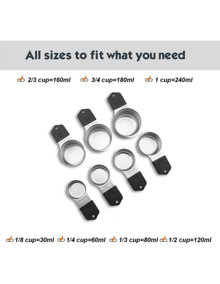 Juego de Tazas Medidoras Magnéticas WARMHEART 7 Piezas Acero Inoxidable Juego de Tazas Medidoras Magnéticas WARMHEART 7 Piezas Acero Inoxidable