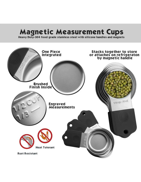Juego de Tazas Medidoras Magnéticas WARMHEART 7 Piezas Acero Inoxidable Juego de Tazas Medidoras Magnéticas WARMHEART 7 Piezas Acero Inoxidable
