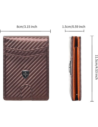 Billetera de Cuero Minimalista LOUEBICA con Bloqueo RFID - Marrón Oscuro