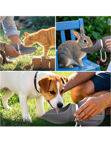 Botella de Agua para Perros NAMSAN 800ML Silicona Gris
