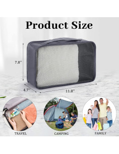 Cubos de Empaque Woanger 12 Pcs para Viaje 30x20x12 cm Gris 2