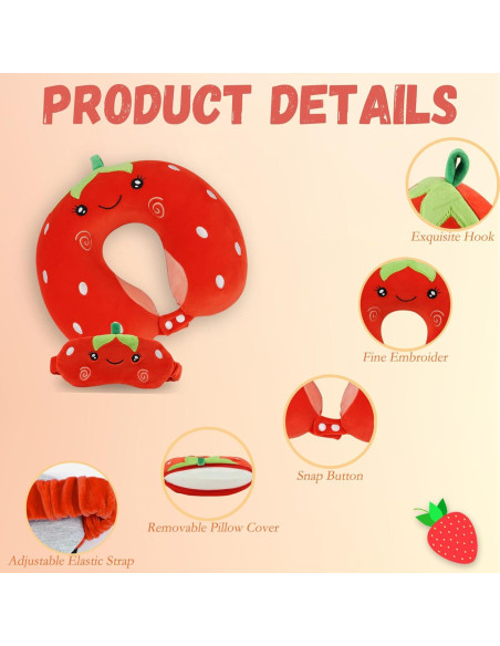 Almohada de Cuello para Niños MissSoul Fresa Roja Espuma Viscoelástica Almohada de Cuello para Niños MissSoul Fresa Roja Espuma Viscoelástica