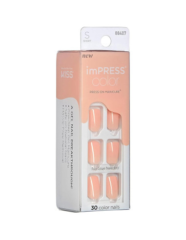 KISS imPRESS Mani Uñas Postizas 30 Pcs Mate Rosa Durazno