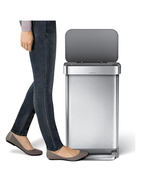 Basurero de Cocina 45L simplehuman Acero Inoxidable Tapa Paso Basurero de Cocina 45L simplehuman Acero Inoxidable Tapa Paso