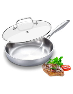 Sartén de Acero Inoxidable DELARLO 30.48 cm con Tapa