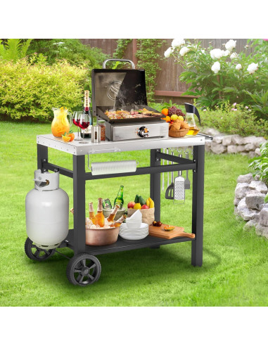 Mesa de Parrilla Doble Estante GRILL FORCE 85.1x53.8 cm