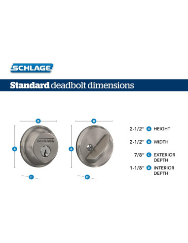 Cerrojo de Cilindro Simple Schlage FB50N G BWE 622 Negro Mate