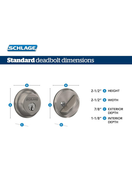 Cerrojo de Cilindro Simple Schlage FB50N G BWE 622 Negro Mate Cerrojo de Cilindro Simple Schlage FB50N G BWE 622 Negro Mate