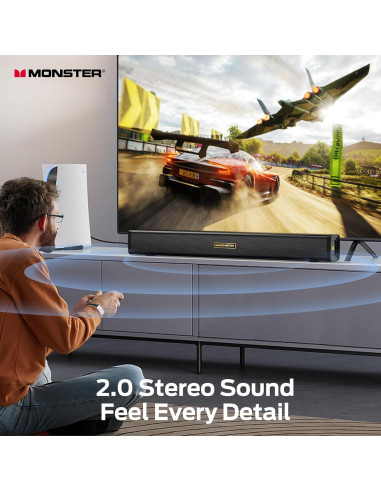 Barra de Sonido Bluetooth Monster S220 2.0CH 52mm para TV