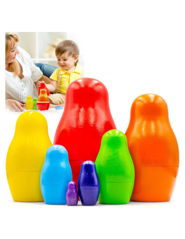 Juego de Muñecas Anidadas Matryoshka AEVVV - 7 Piezas de Madera