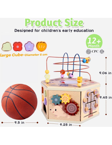 Cubo de Actividad 7-en-1 aiwo de Madera para Niños 1-3 Años