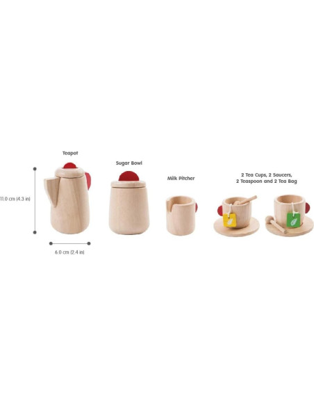 Juego de Té de Madera PlanToys Ecológico para Niños Juego de Té de Madera PlanToys Ecológico para Niños