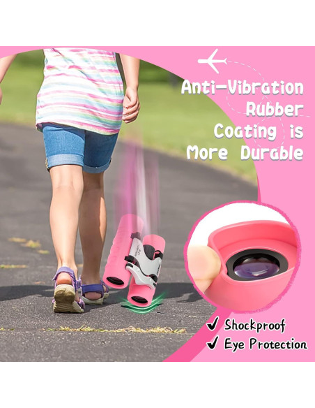 Binoculares Dazftiey 8x21 para Niños Rosa - Livianos y Resistentes Binoculares Dazftiey 8x21 para Niños Rosa - Livianos y Resistentes