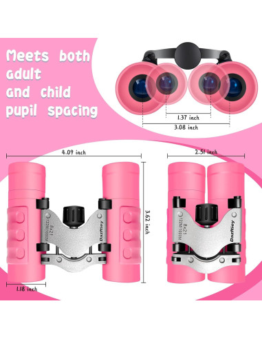 Binoculares Dazftiey 8x21 para Niños Rosa - Livianos y Resistentes