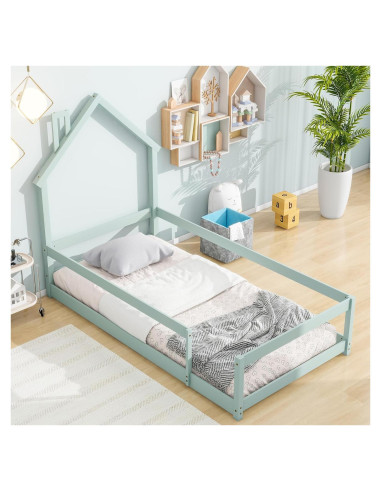 Cama de Piso Twin A ALFRESCOOL Madera Pino Verde Menta