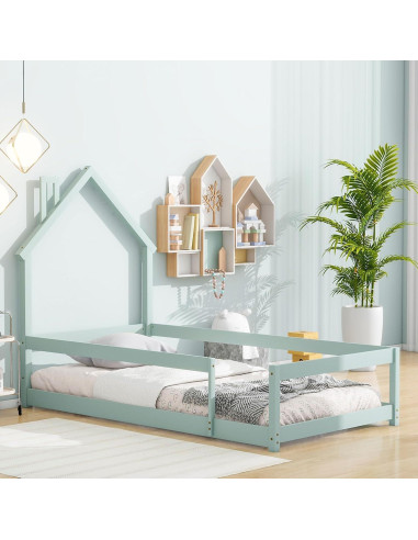 Cama de Piso Twin A ALFRESCOOL Madera Pino Verde Menta